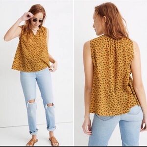 Madewell mustard floral tank‎ top size XS